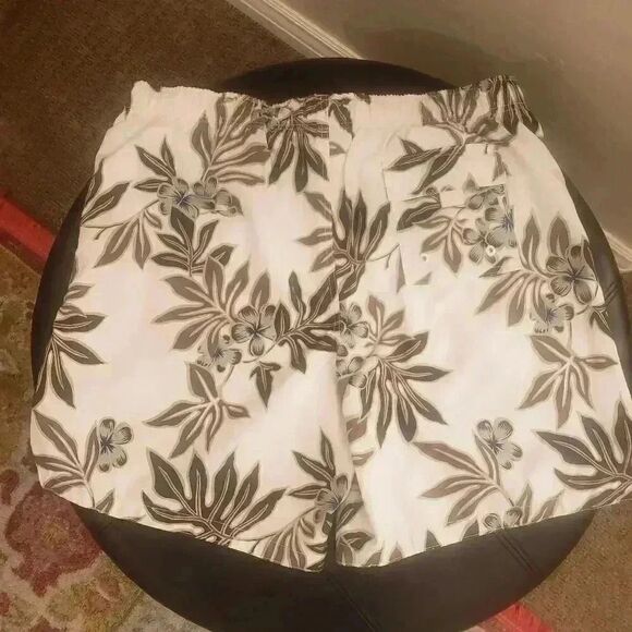 MERONA Men's XL ( 38-42") White/Moss Floral Brief Lined Trunks - Picture 9 of 12